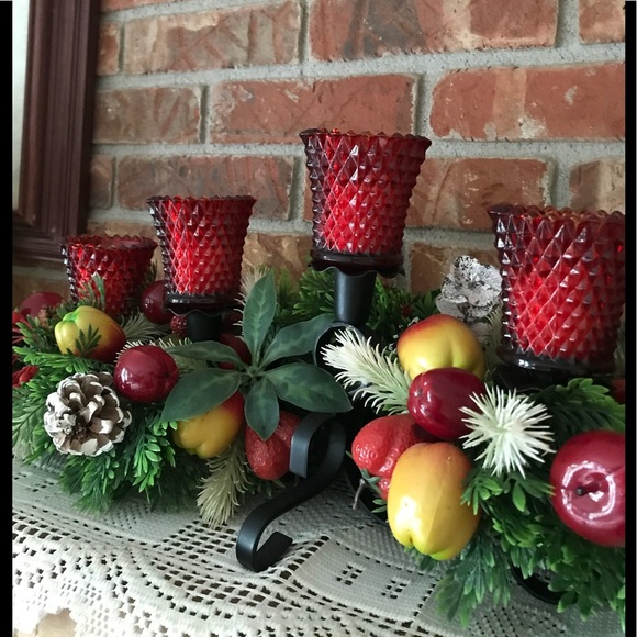 Rare 1970’s Christmas Ruby Glass Candle Centerpiece - Picture 13 of 16
